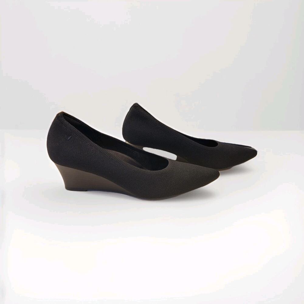Vivaia Black Aria Knit Pointed Toe Wedge Pro Shoes Size 40.5/US 9-9.5 Minimalist
